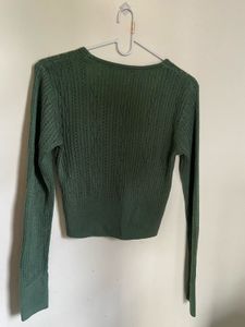Green Cropped Knit Top