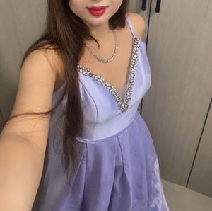Stunning Lilac Embellished V-Neck Dress