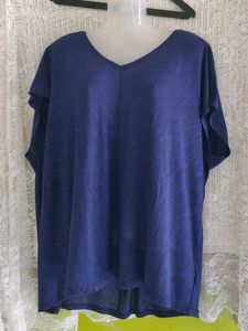Women's Blue V-Neck Tunic Top