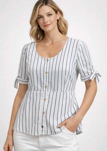 Striped Button-Down Top