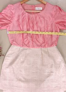 Stylish Western Korean Asian Dress Pink &amp; Nude Colour