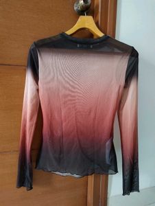 Sheer Ruched Ombre Long Sleeve Top 🤎
