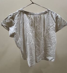 WHITE CROP TOP Women's Casual Short Sleeve T-Shirt