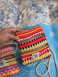Boho Embroidered Zipper Pouch Sling Bag