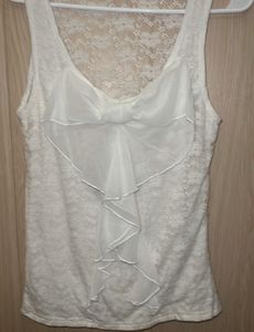 White Lace Bow Tank Top