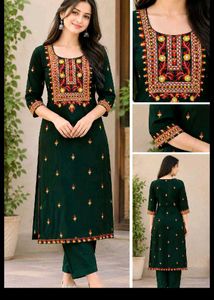 Elegant Emerald Green Embroidered Kurta