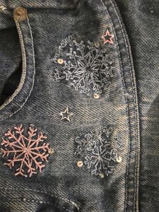 Sparkling Snowflake Denim mini skirt
