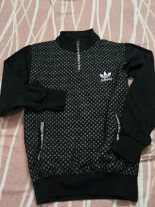 Adidas Black Patterned Quarter Zip Sweatshirt