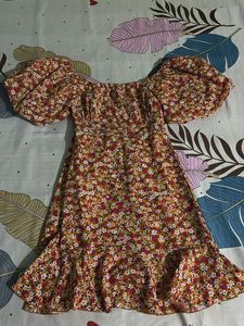 Floral Puff Sleeve Off-Shoulder Dress
