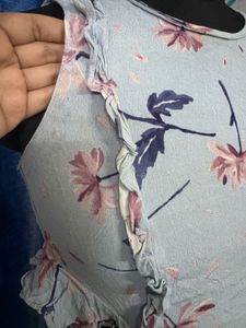 Light Blue Floral Cut-Out Dress