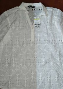 Max White Eyelet 3/4 Sleeve Top