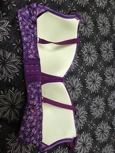 Purple Floral padded Print Bra