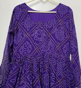 Purple Bandhani Print Kurta