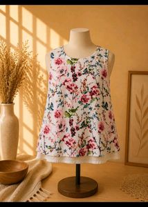Chic Floral Sleeveless Tunic Top