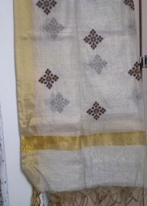 Skin Colour Silk Square Flower Print Dupatta For Women