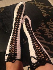Boho Crochet Lace-Up stockings
