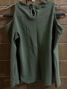 Olive Cold Shoulder Long Sleeve Top
