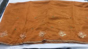 Elegant Brown Embroidered Saree
