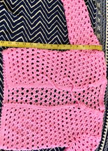 Pink Crochet Cardigan