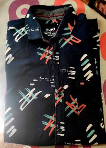 Men's Navy Blue Printed Casual Shirt
