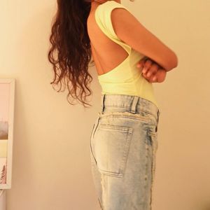 Butter yellow backless top