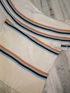 Off-Shoulder Striped Knit Top