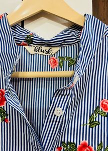 Blue Striped Floral Print tunic