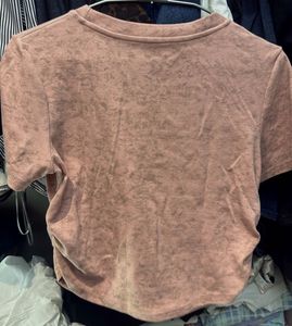 Pink Embroidered Cropped T-Shirt