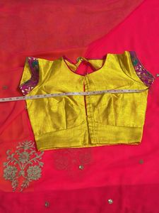 Yellow Embroidered Saree with Blouse