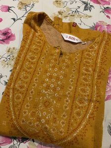 BIBA Yellow Printed Kurta