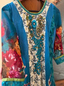Blue Embroidered Kurta