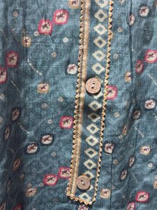 Stylish Teal Bandhani Print Kurti