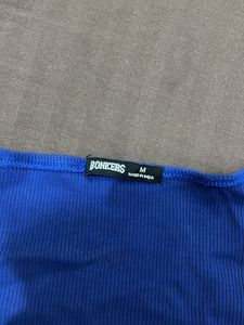 Blue Long Sleeve Crop Top