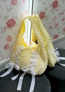 Crochet Hobo Bags with Ribbon Detail