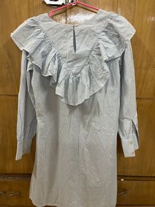 Frilled Blue And White Summer Dress
