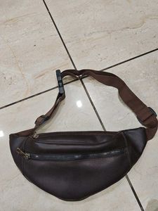 Brown Faux Leather Waist Bag