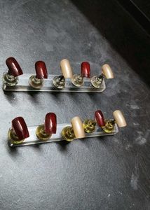 Press On Nails - Burgundy & Gold
