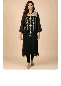 Elegant Embroidered Black Kurta Set  with dupatta