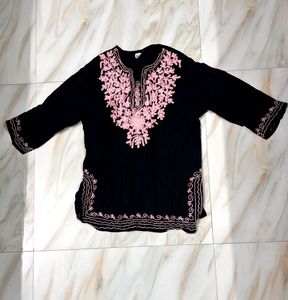 Black Embroidered Kurta