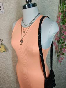 H&amp;M Ribbed Peach Bodycon Mini Dress