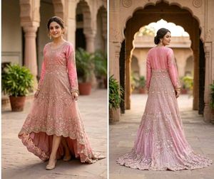 Elegant Pink Embroidered Gown