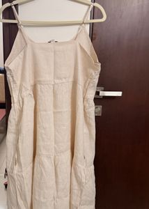 Linen Blend Tiered Midi Dress