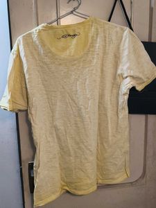 Ed Hardy Graphic Distressed T-Shirt With Brand Bag