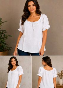 Beautiful Whitee puff sleeve top..🌼🫶