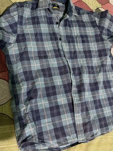 Men's Blue Plaid Casual Shirt