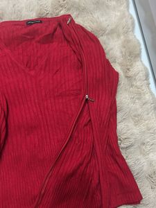 V-Neck Ribbed Knit Top
