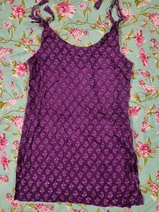 Purple Floral Print Spaghetti Strap Top