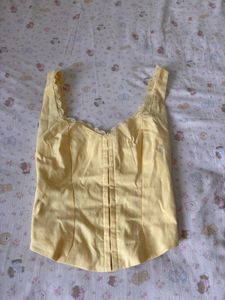 Cute Yellow Lace Trim corset like Top