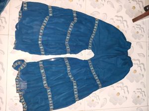 navy blue short kurti with sharara and pant set