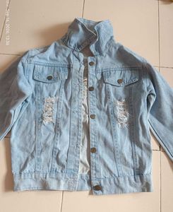 Light Wash Distressed Denim Jacket